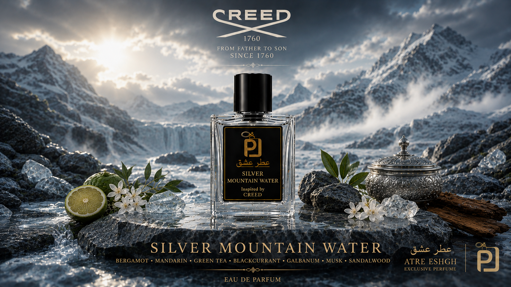 عطر یونیسکس کرید سیلور مانتین واتر Creed Silver Mountain Water Fragrance اکسترا پرفیوم ( بالاترین غلظت )