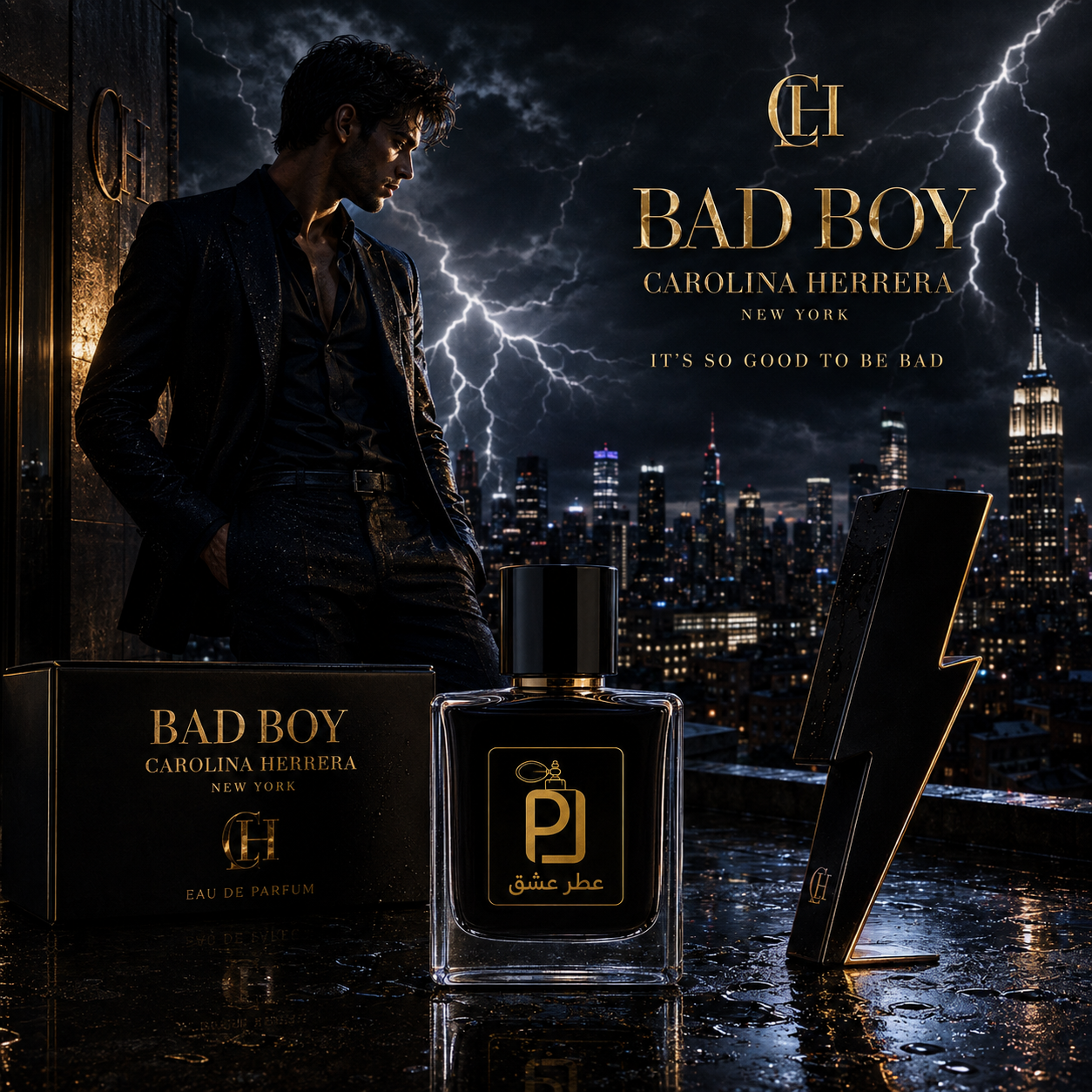 عطر مردانه بد بوی کارولینا هررا Carolina Herrera Bad Boy اکستراپرفیوم(بالاترین غلظت)