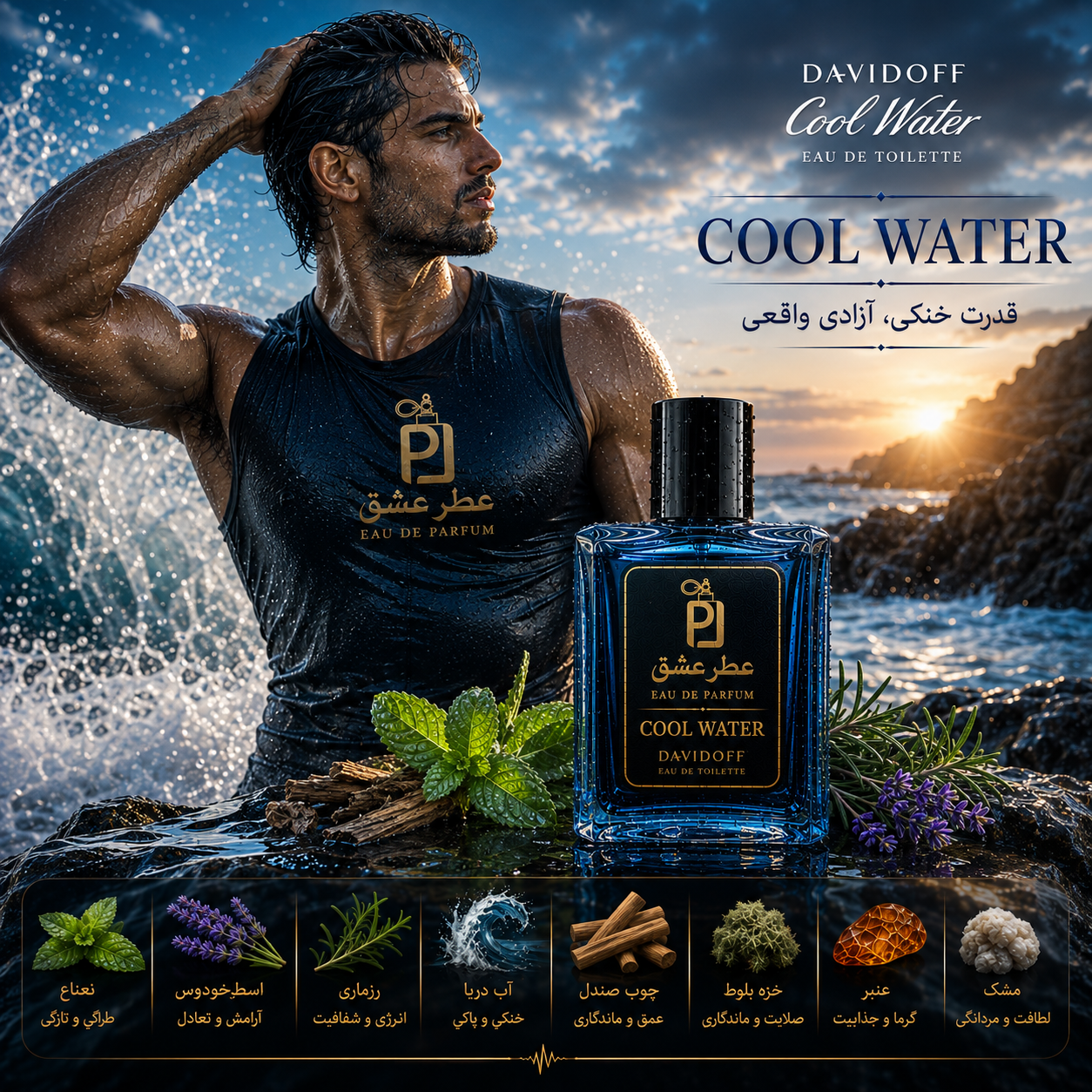 عطر مردانه کول واتر دیویدوف | Davidoff Cool Water  اکستراپرفیوم (بالاترین غلظت)
